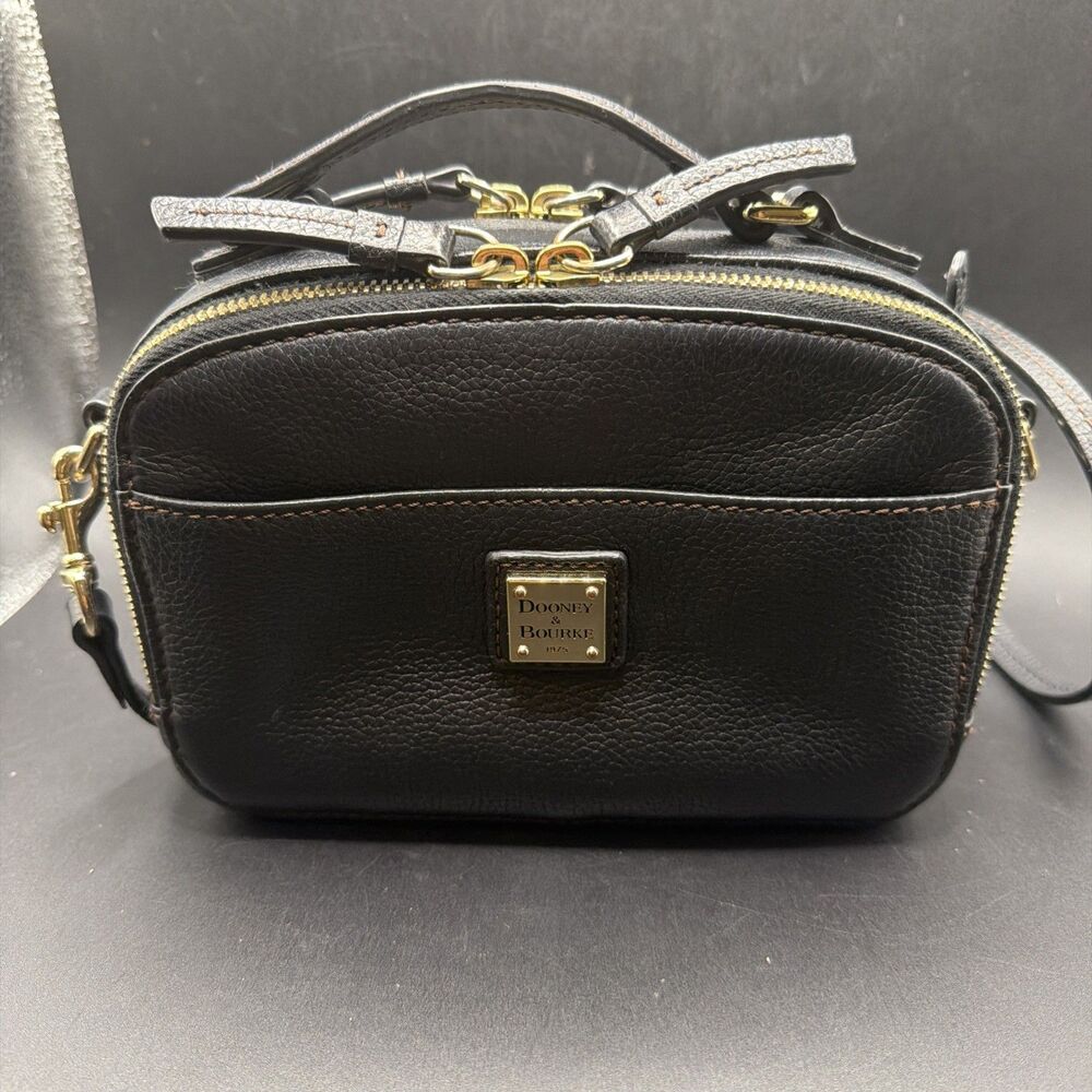 Dooney & Bourke Top Handle Belvedere Ambler Bag Pebbled Leather Black